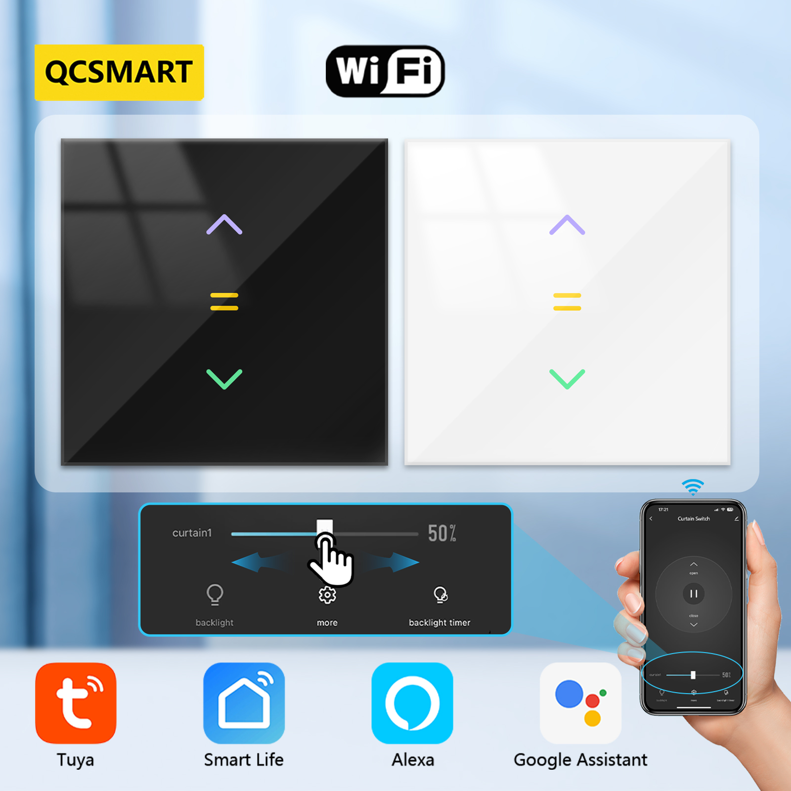 Smart Home Blinds - QCSMART Tuya Smart Life App Curtain
