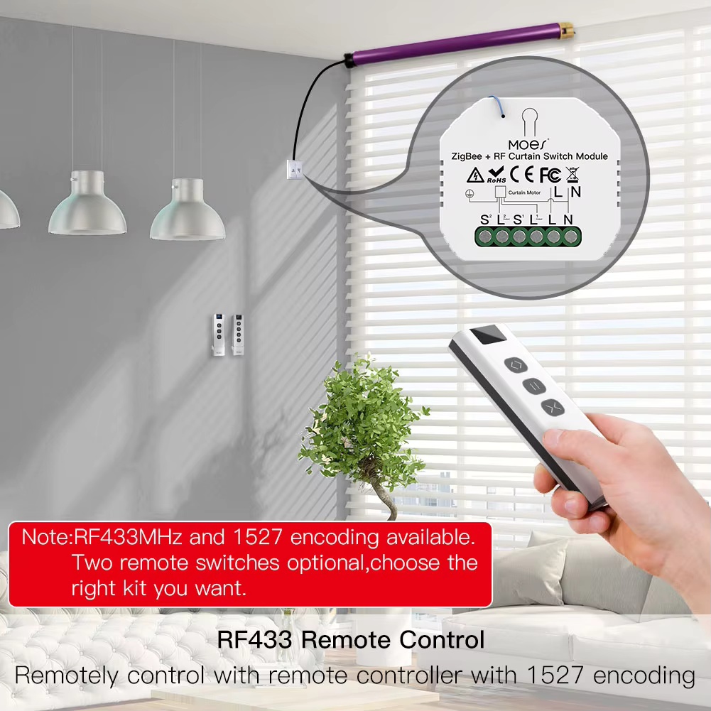 MOES ZigBee Smart RF433 Curtai - Smart Home Blinds 评论和价格