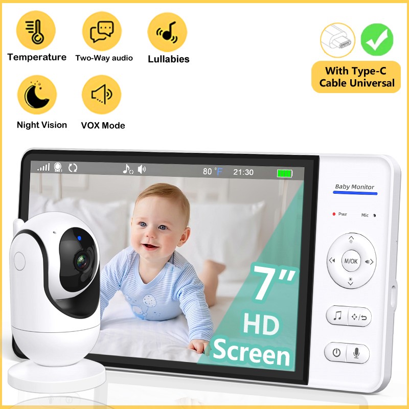 No WiFi 7 Inch Baby Monitor 2- - Smart Home Battery Camera 评论和价格