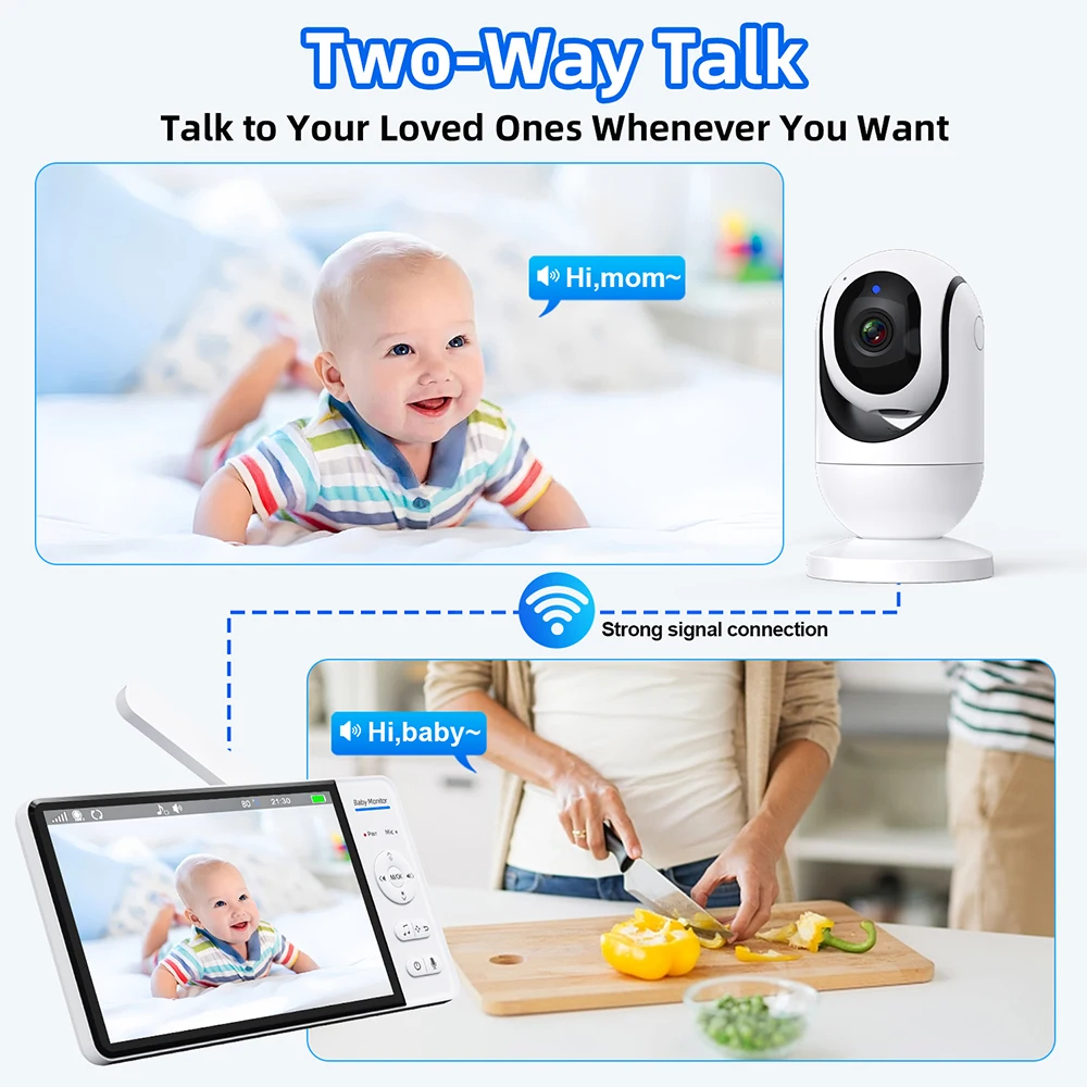 No WiFi 7 Inch Baby Monitor 2- - Smart Home Battery Camera 评论和价格