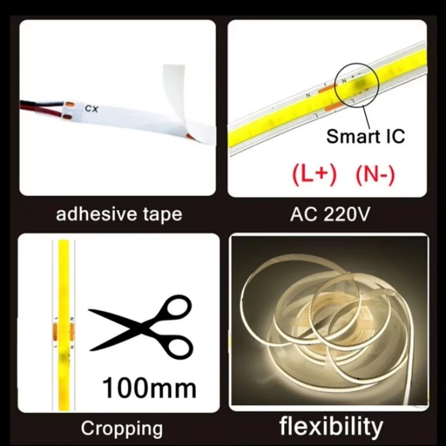 1-5m COB LED Light Strip 220V  - Smart Home Living Room 评论和价格