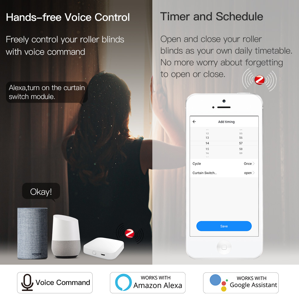 MOES ZigBee Smart RF433 Curtai - Smart Home Blinds 评论和价格