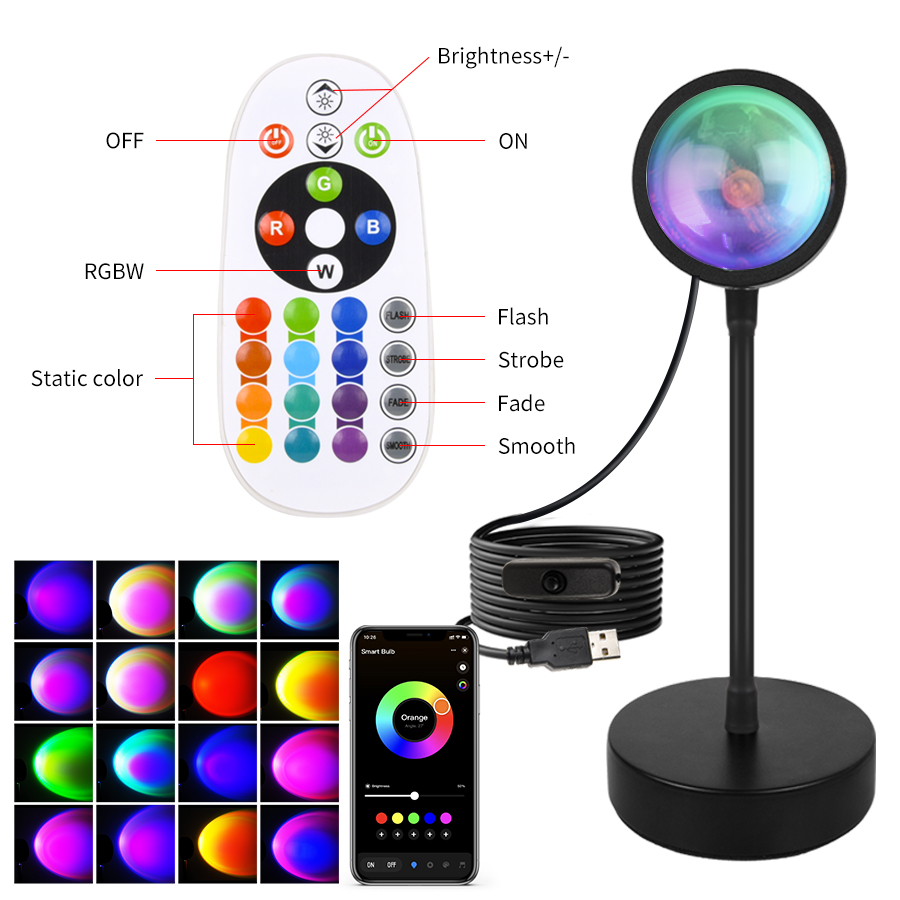 Smart Sunset Lamp Tuya LED Nig - Smart Home Furniture 评论和价格