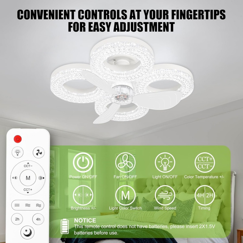 Smart LED Ceiling Fan Light 48 - Smart Home Living Room 评论和价格