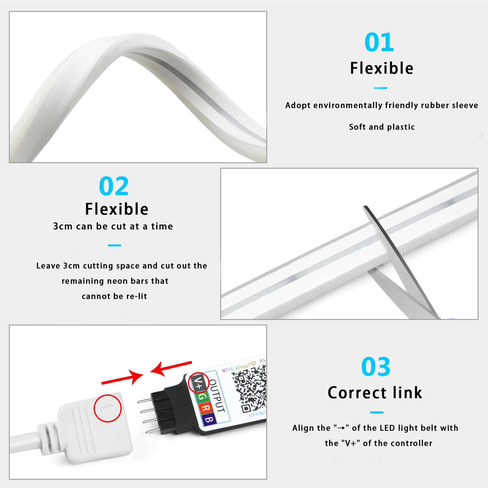 1-5m RGB LED Neon Strip Light  - Smart Home Room 评论和价格